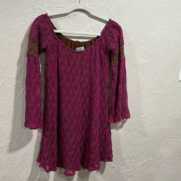 JUDITH MARCH Boho Lace Shift Bell Sleeve Mini Size Medium - Picture 1 of 6
